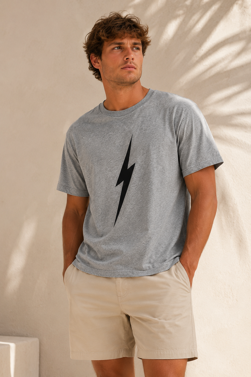 Heather Gray Classic Bolt Tee - front male