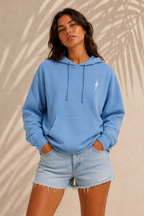 Pigment Light Blue Classic Bolt Hoodie - front female