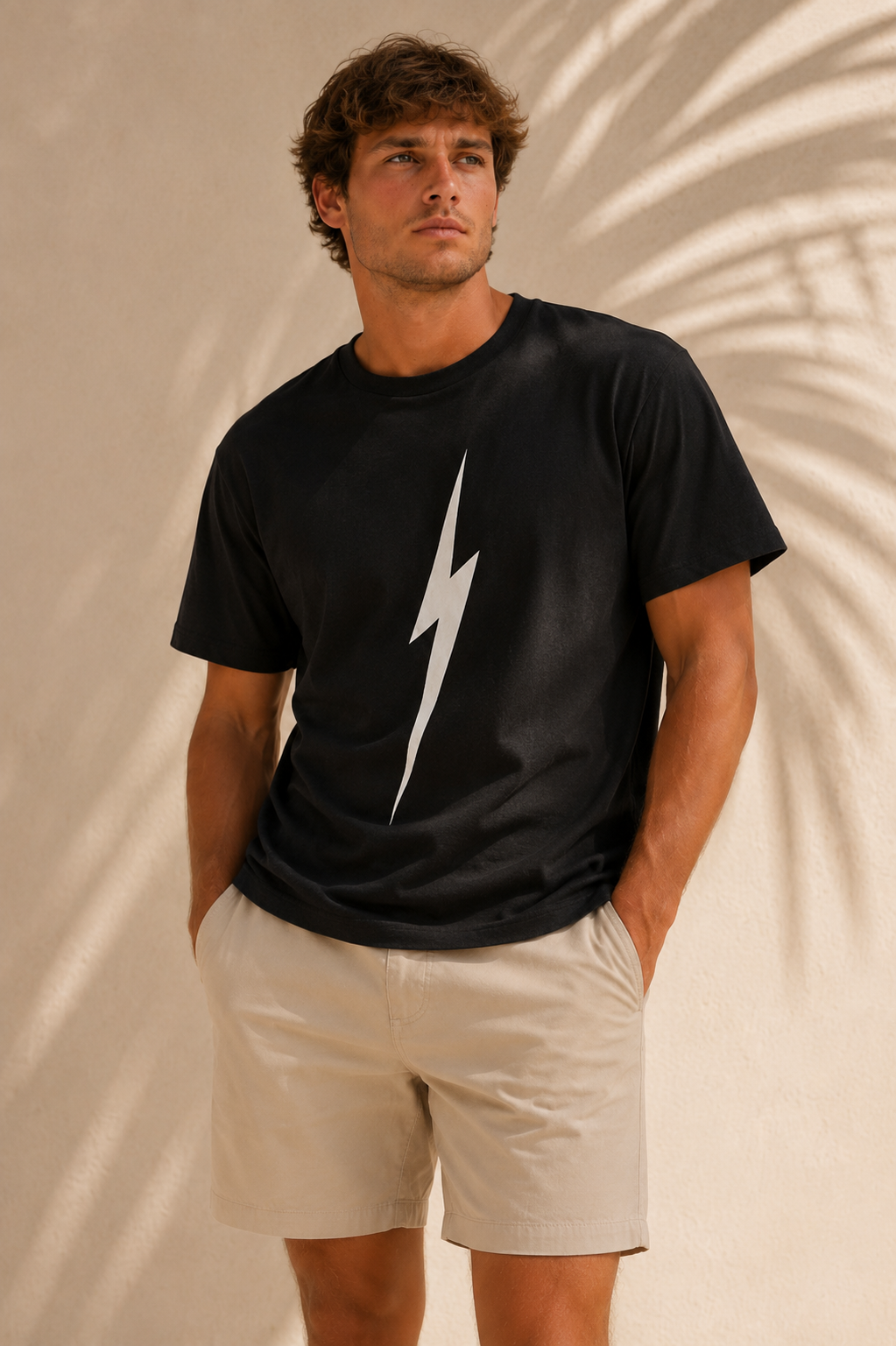Pigment Black Classic Bolt Tee - front male