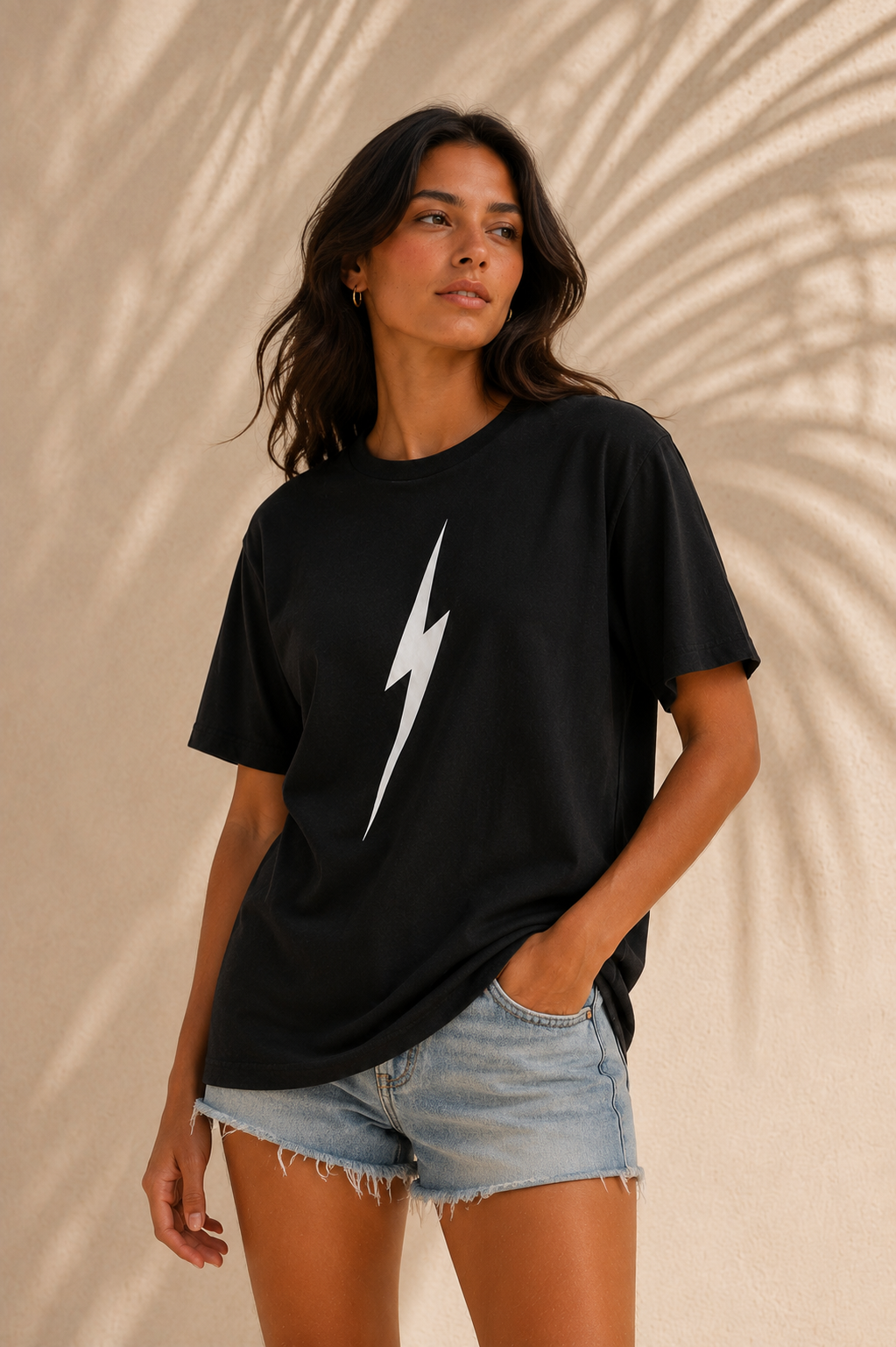 Pigment Black Classic Bolt Tee - front female