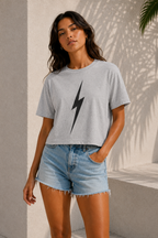 Heather Gray Womens Classic Bolt Tee - front female