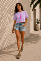 Pigment Lavender Womens Classic Bolt Tee - walking female
