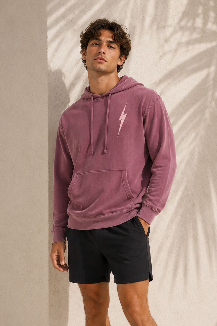 Pigment Maroon Classic Bolt Hoodie - front male