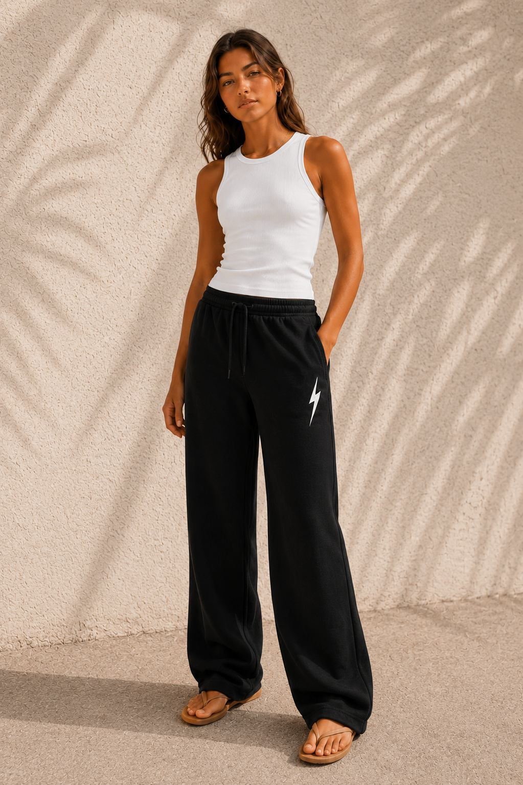 Pigment Black - Essentials Bolt Sweatpant - front female