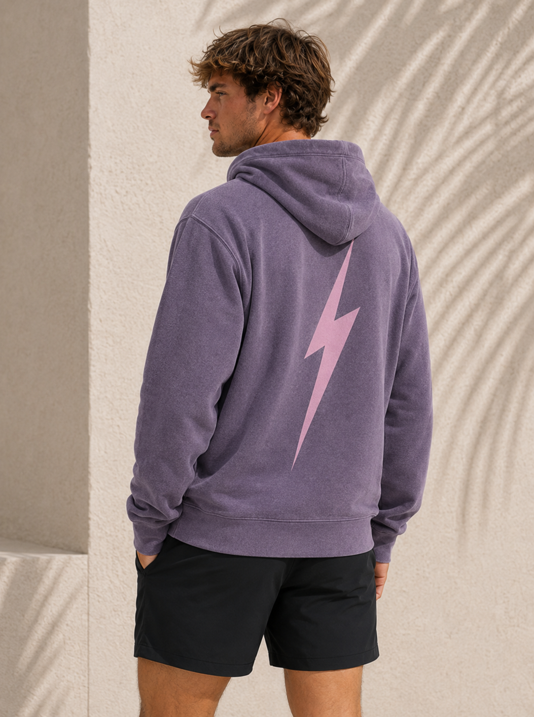 Pigment Plum Classic Bolt Hoodie - back male