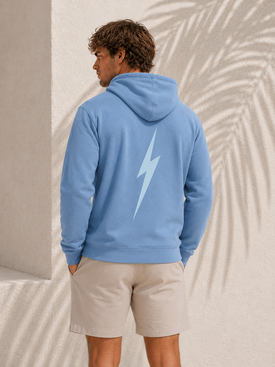 Pigment Light Blue Classic Bolt Hoodie - back male