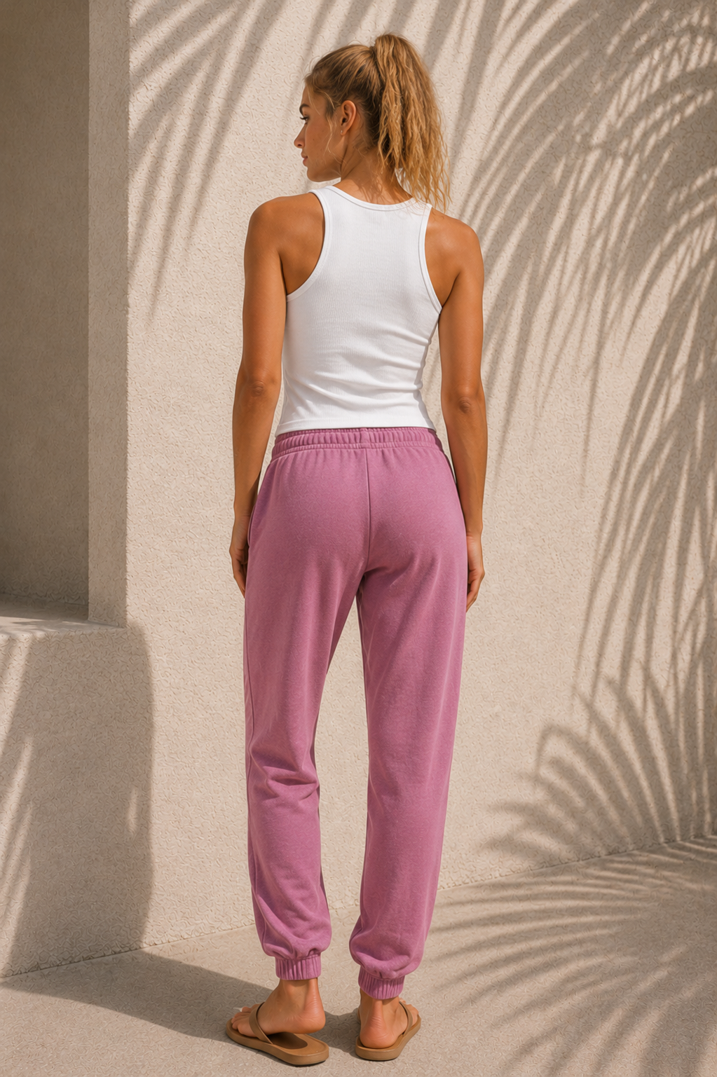 Pigment Maroon Essentials Bolt Jogger - back female