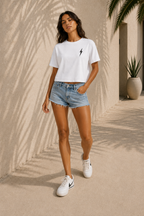 White 1971 Boyfriend Tee - walking female