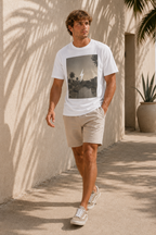 White Venice Tee - walking male