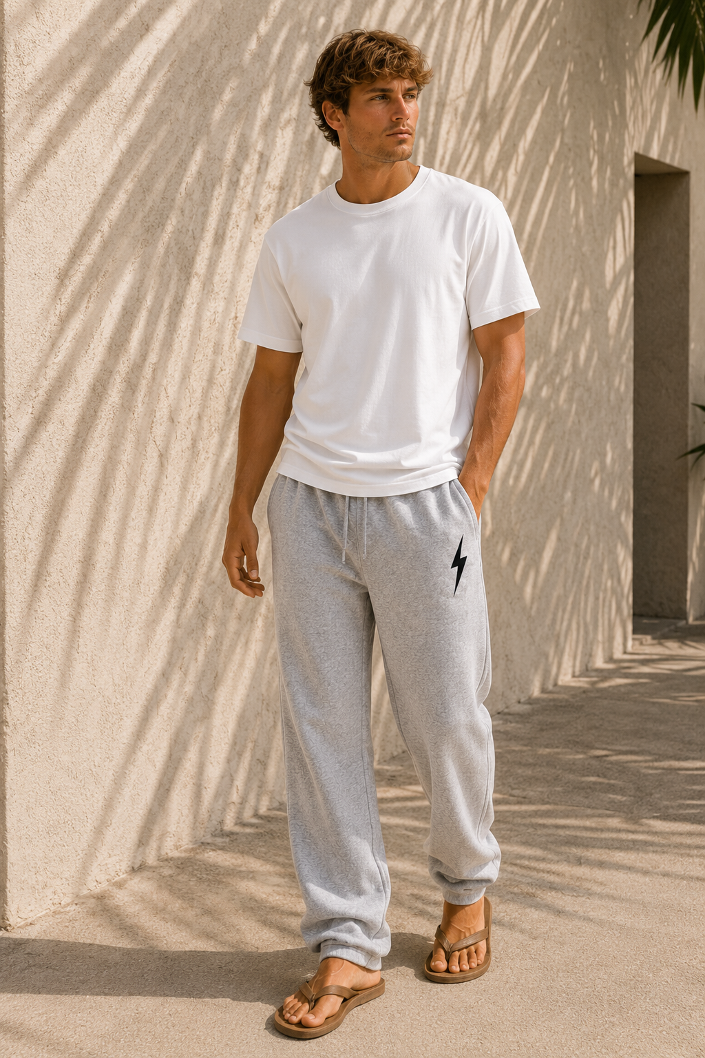 Heather Gray - Essentials Bolt Sweatpant - walking male