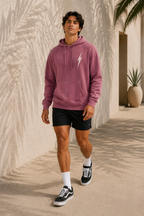 Pigment Maroon Classic Bolt Hoodie - walking male