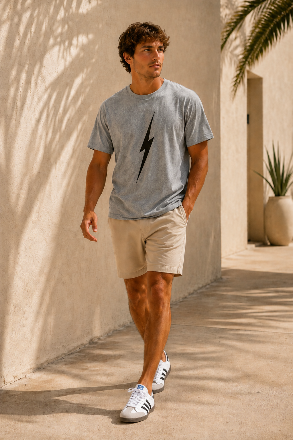 Heather Gray Classic Bolt Tee - walking male