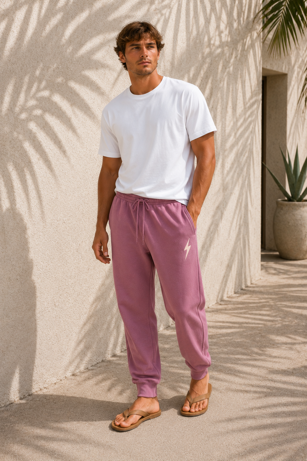 Pigment Maroon Essentials Bolt Jogger - walking male