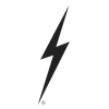 A black lightning bolt icon centered on a plain white background, with a small registered trademark symbol near the bottom.